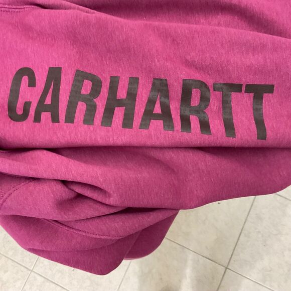 Carhartt Women's Relaxed Logo spell out Sleeve Graphic Sweatshirt Size M purple - Picture 6 of 11